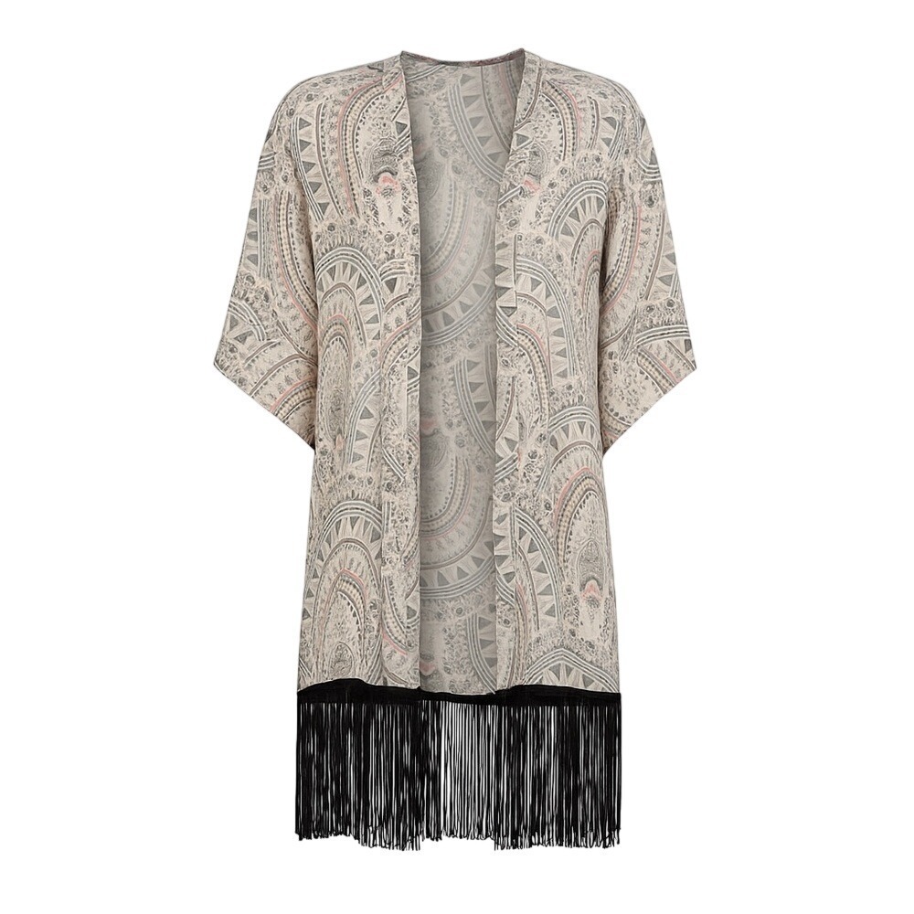 Steve Madden Aztec Fringe Kimono Boho Festival Westerncore Wrap NWT